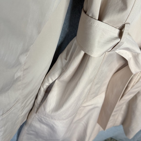Karl Lagerfeld Paris Women's Trench Coat S Beige Belted Removable Hood - Picture 3 of 14